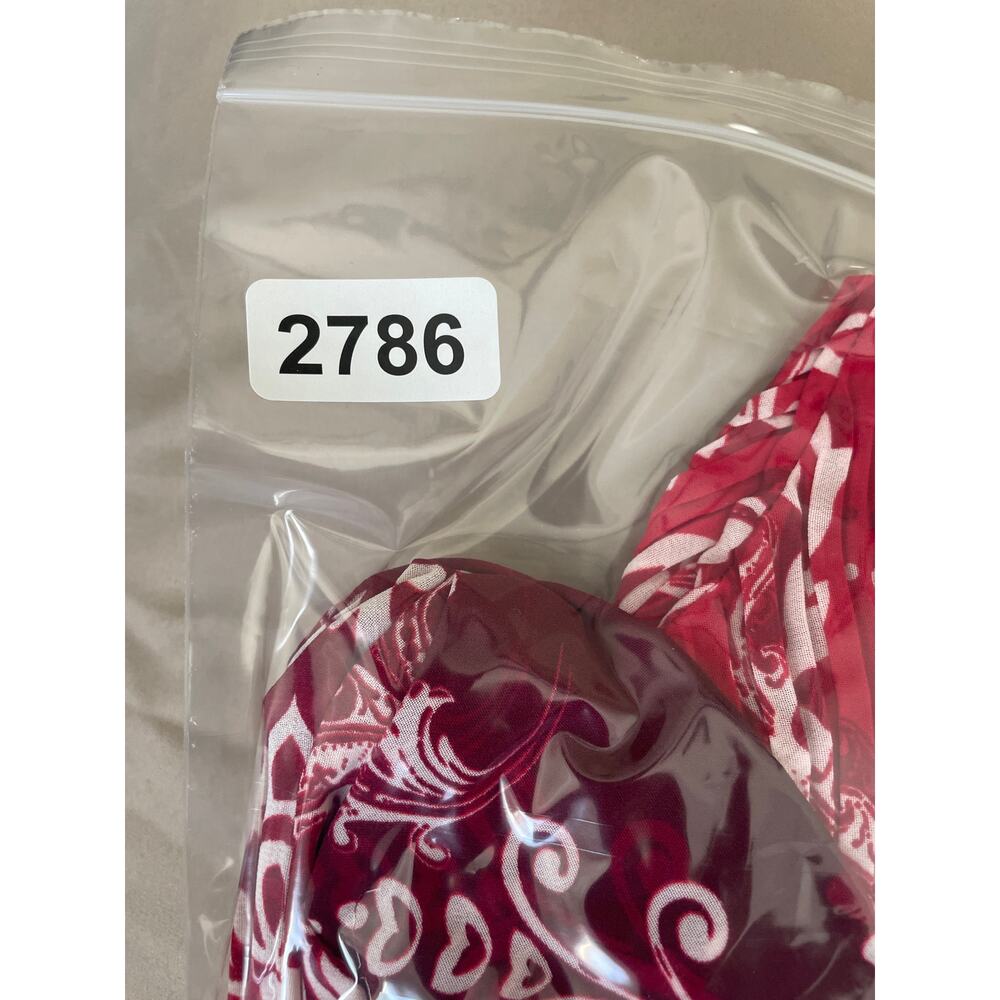 Maggie Barnes Women Top 3X Red Damask Print Crinkle Beaded Dressy‎ Mature Office - Picture 10 of 10